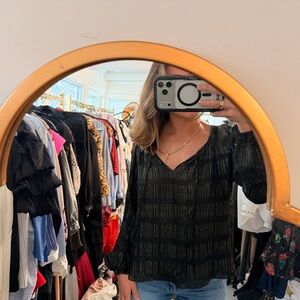 LoveShackFancy Black and Gold Blouse